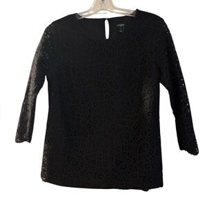 J. Crew Women's Elegant Black Eyelet Blouse